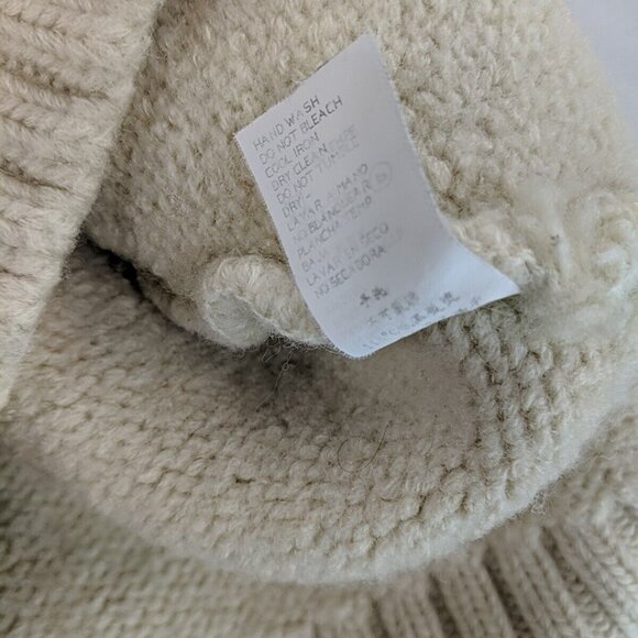 Paul & Shark Yachting 100% Wool Cream Beige Knit Sweater Patches XL Turtleneck - Picture 14 of 16